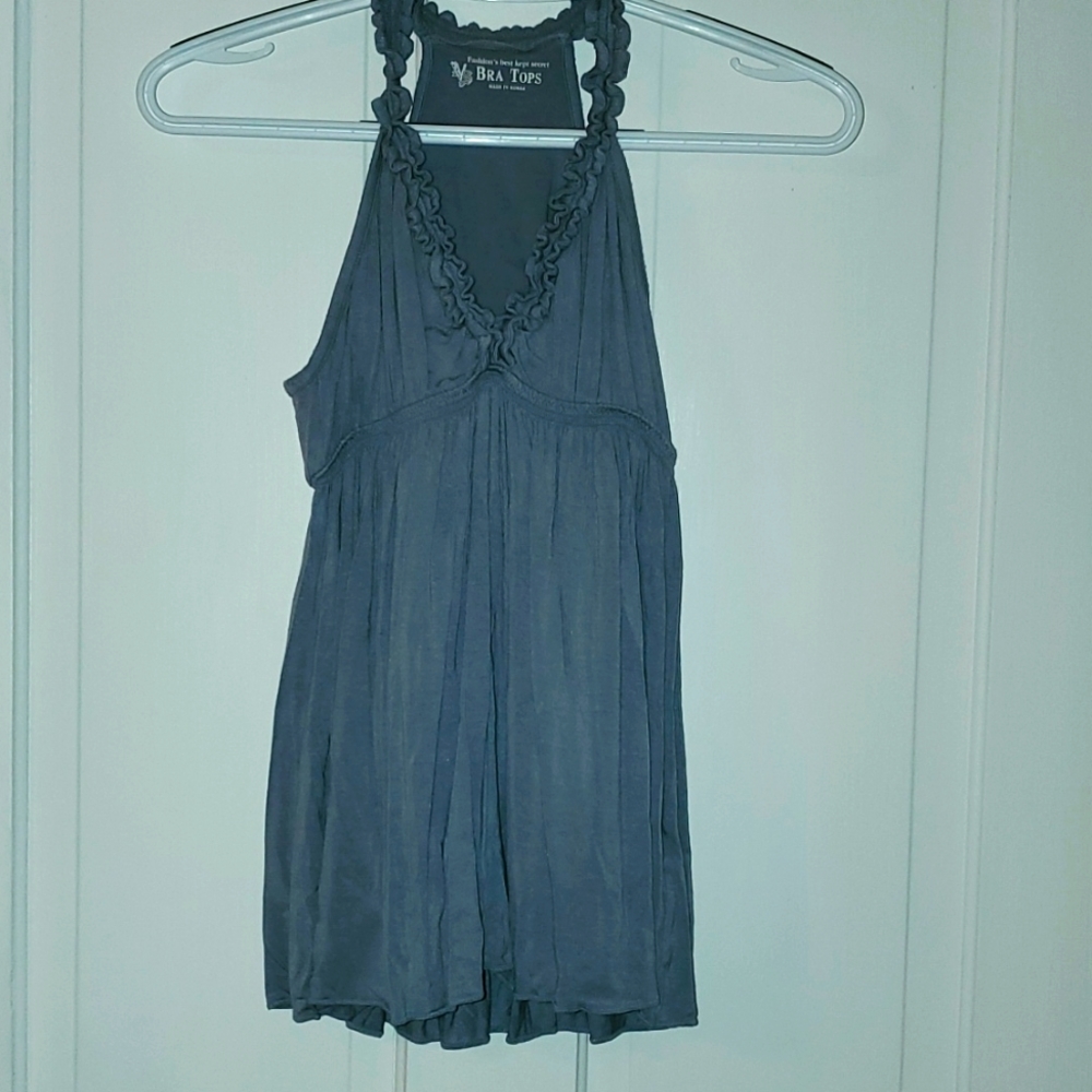 Ruffled color strap bra top